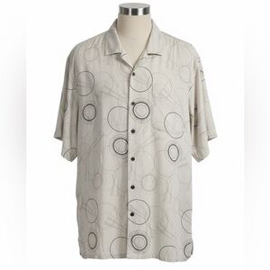 Pronto Uomo 💯 High-Quality Silk, Beige Circle Pattern Shirt.